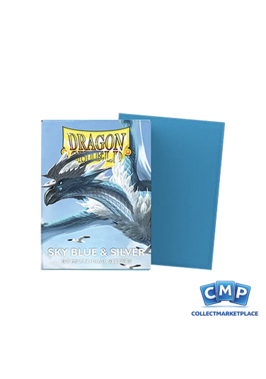 100 Dragon Shield Sleeves - Dual Matte Sky Blue & Silver Standard