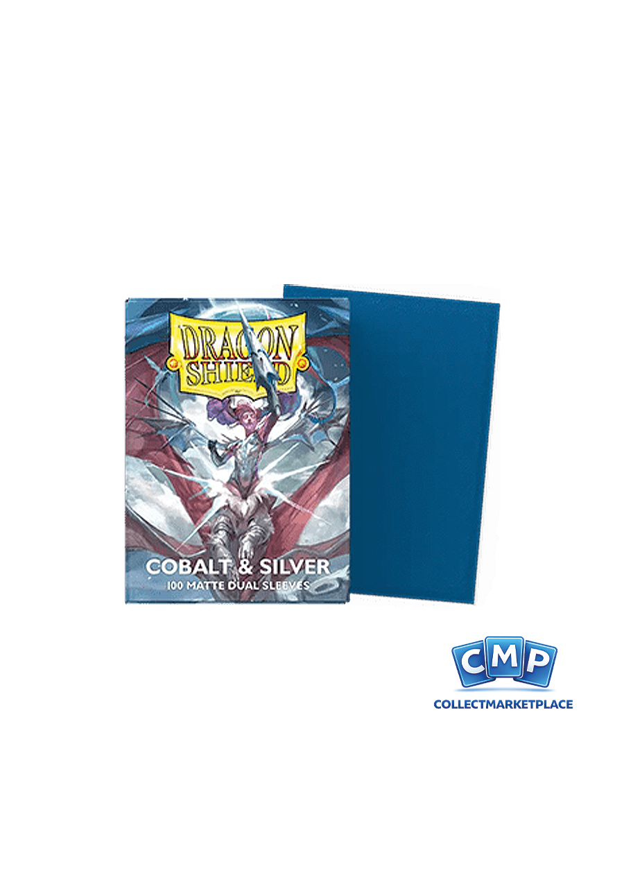 100 Dragon Shield Sleeves - Dual Matte Cobalt & Silver Standard