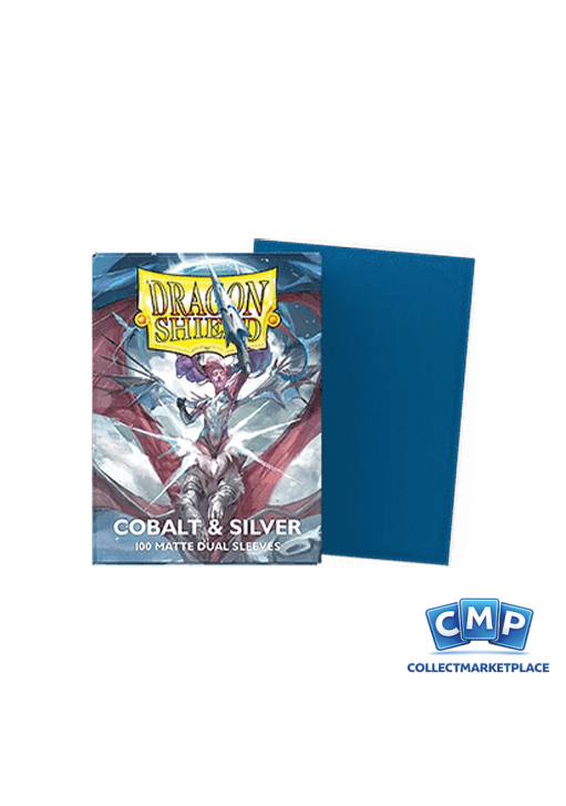 100 Dragon Shield Sleeves - Dual Matte Cobalt & Silver Standard