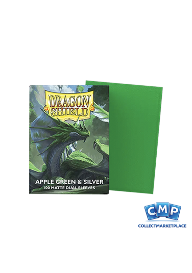 100 Dragon Shield Sleeves - Dual Matte Apple Green & Silver Standard