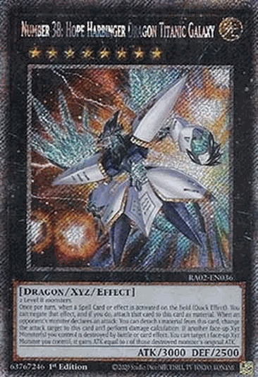 Number 38: Hope Harbinger Dragon Titanic Galaxy (V.4 - Platinum Secret Rare)