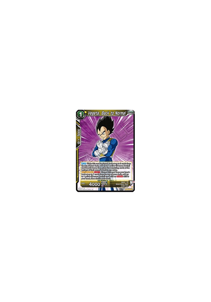Vegeta, Back to Normal
