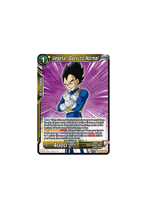 Vegeta, Back to Normal