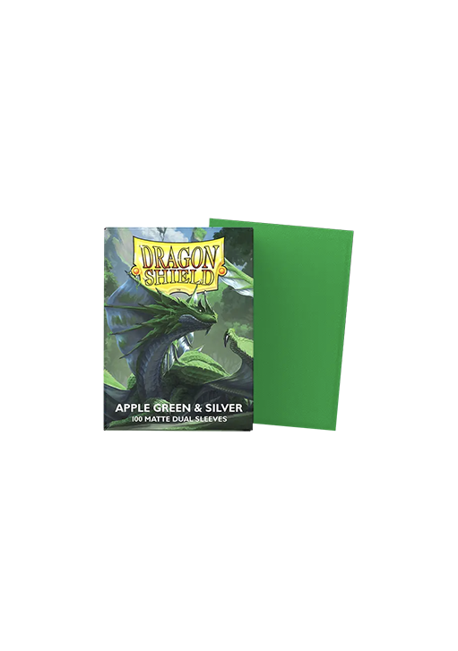 100 Dragon Shield Sleeves - Matte Dual Apple Green & Silver Standard