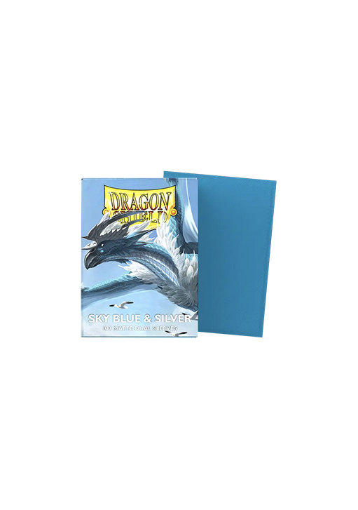 100 Dragon Shield Sleeves - Matte Dual Sky Blue & Silver Sleeves Standard