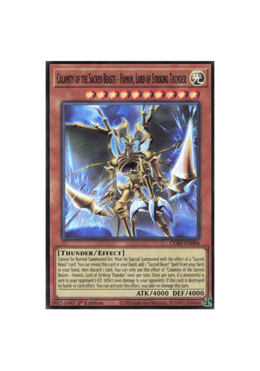 Calamity of the Sacred Beasts – Hamon, Lord of Striking Thunder (V.1 - Super Rare)