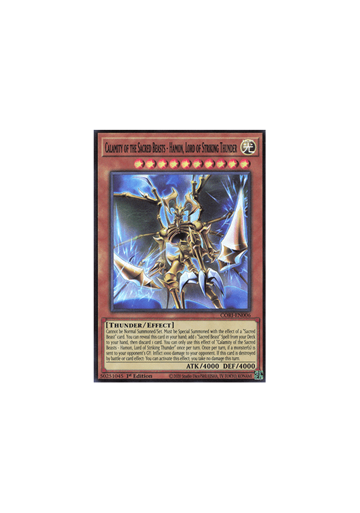 Calamity of the Sacred Beasts – Hamon, Lord of Striking Thunder (V.1 - Super Rare)